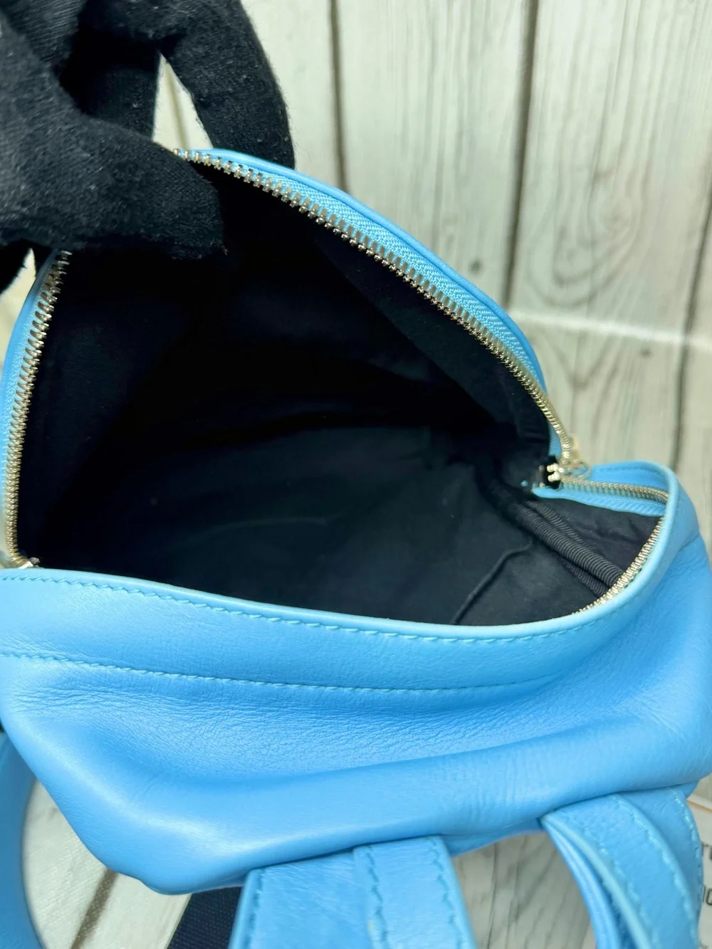 PRE LOVED Balenciaga B Logo XXS Blue Soft leather Backpack